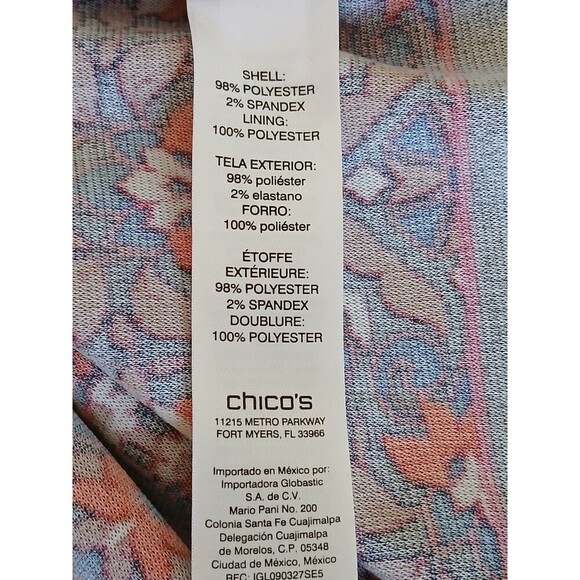 Chico's Floral Striped Print Short Sleeve Dress Knee Length Size 3 XL Stretch - Picture 15 of 15